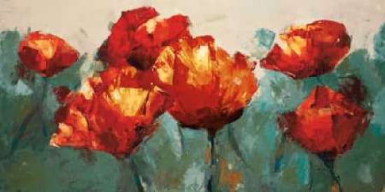 Poppies On Slate Canvas Art - Peter Colbert (10 x 20)