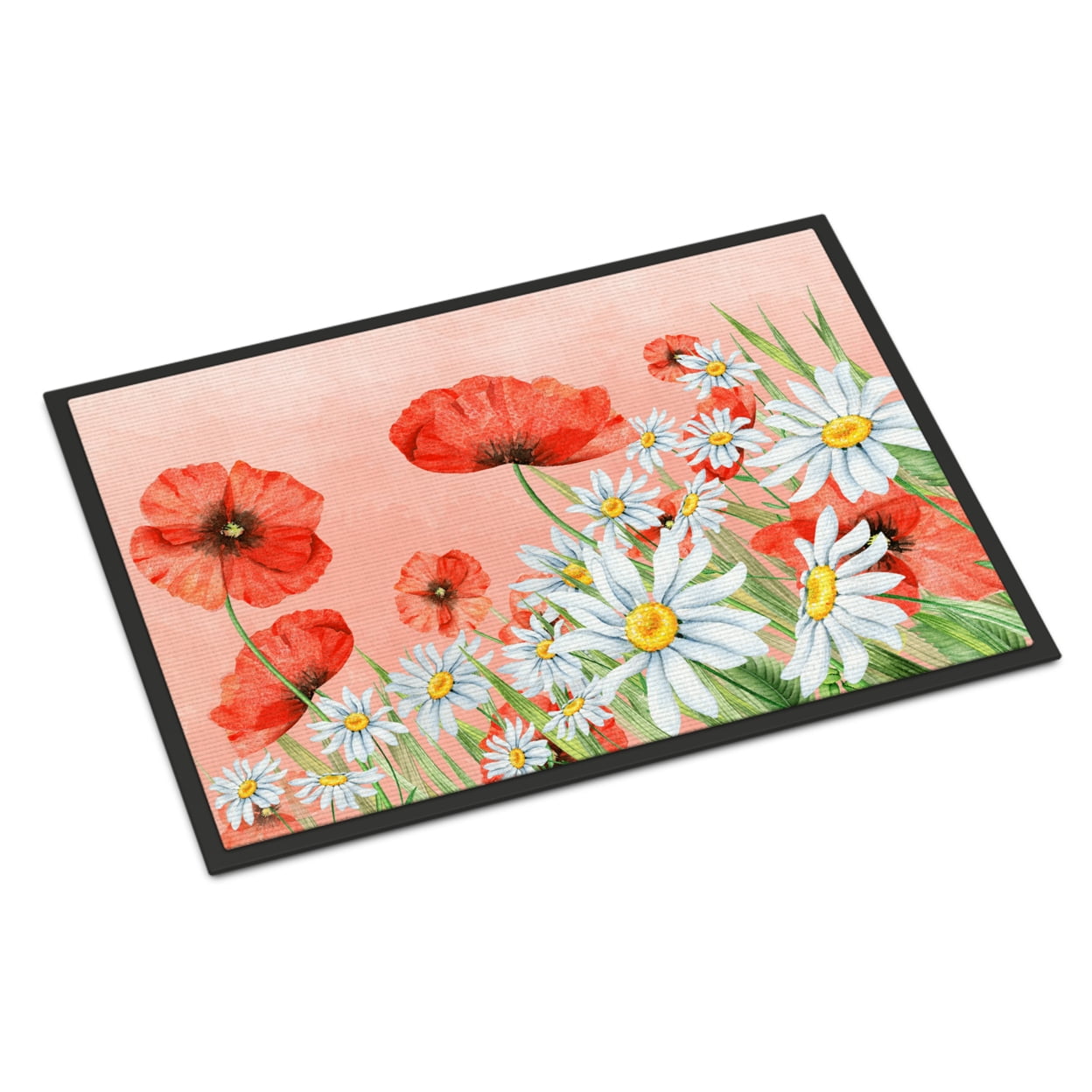 Poppies and Chamomiles Rectangular Rubber Outdoor Doormat 24x36