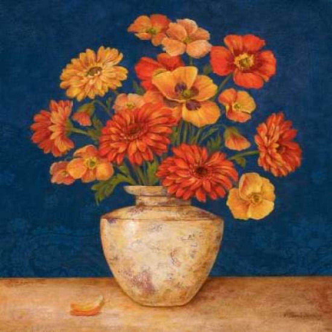 Poppies and Indigo I Canvas Art - Pamela Gladding (24 x 24)