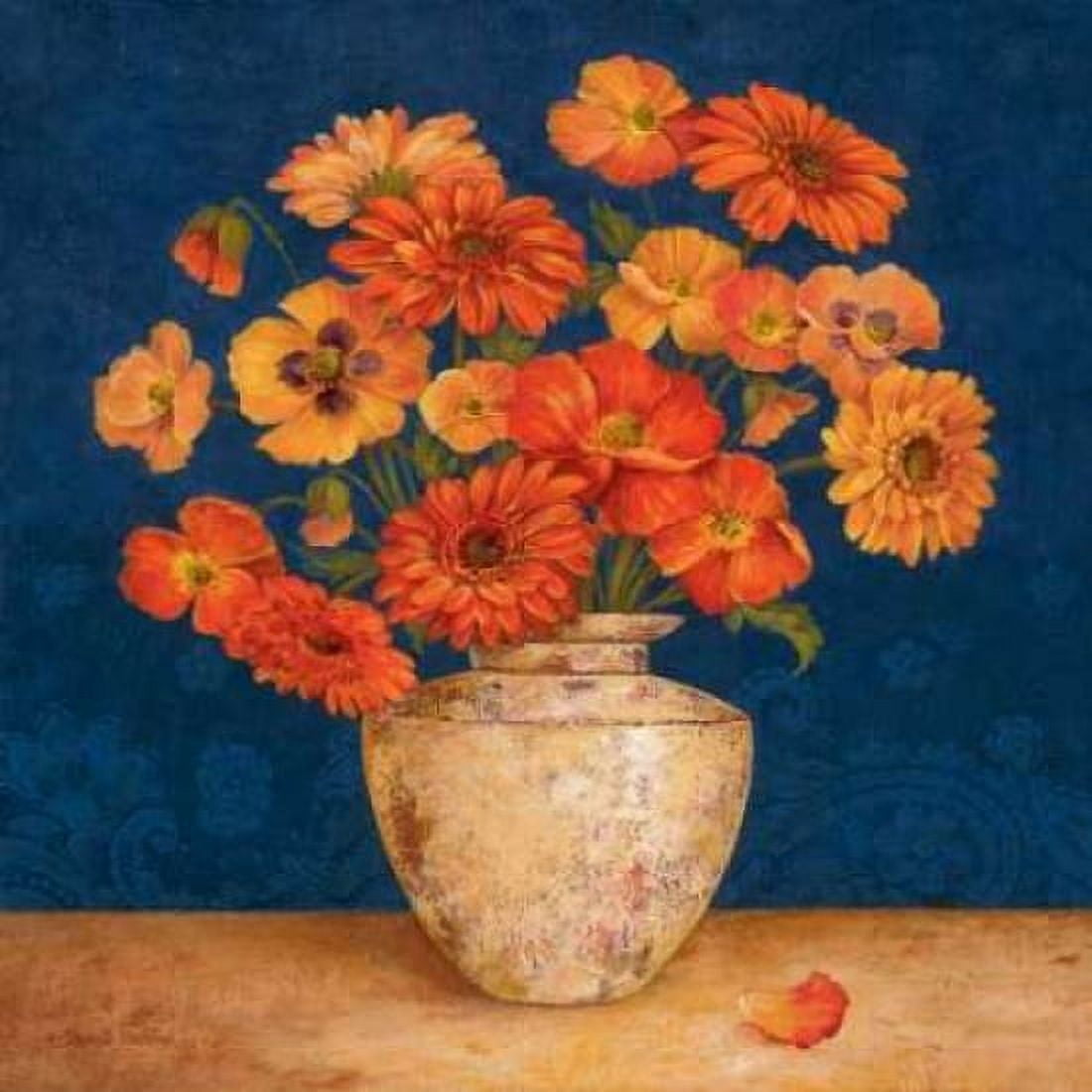 Poppies and Indigo II Canvas Art - Pamela Gladding (24 x 24)