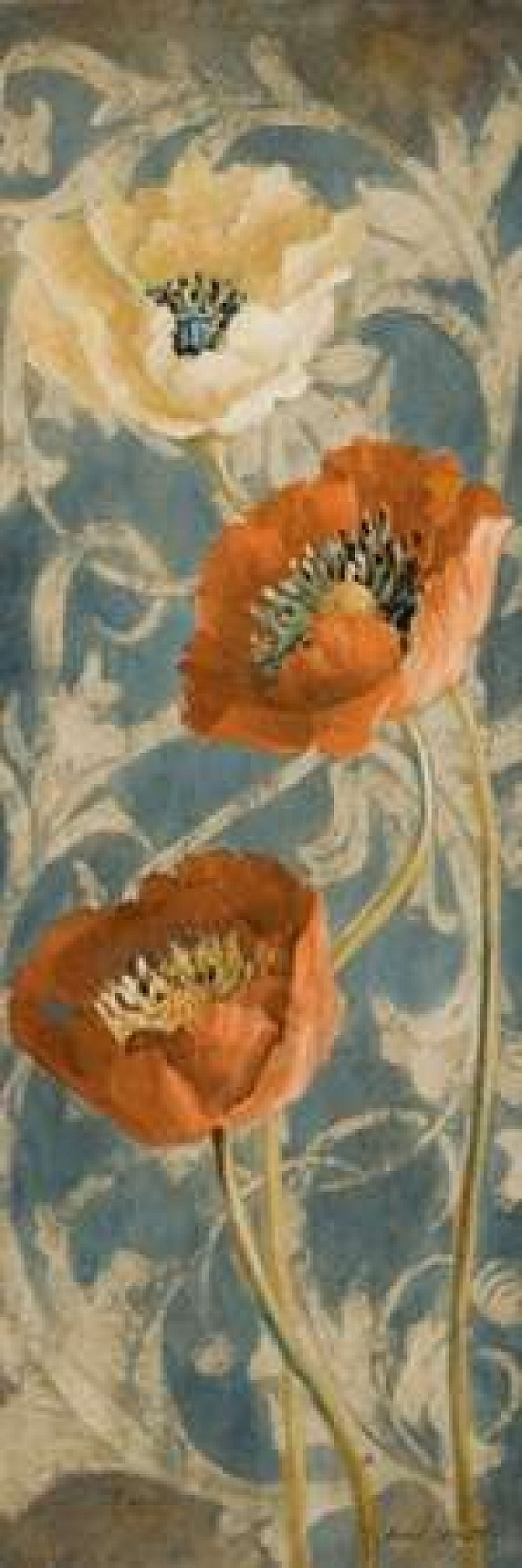 Poppies de Bleu II Canvas Art - Lanie Loreth (8 x 24)