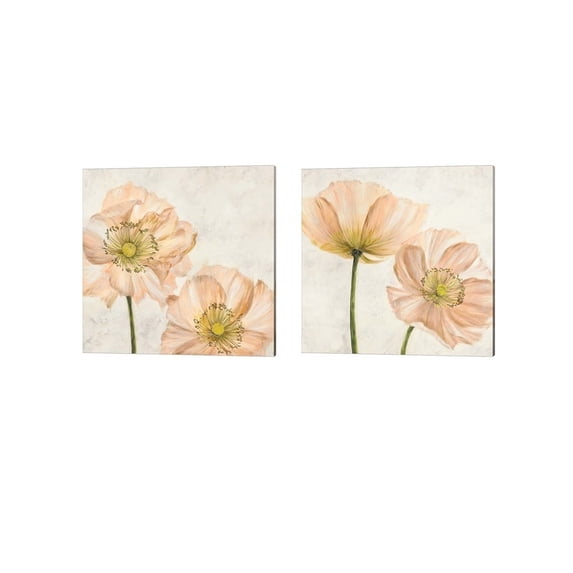 Poppies in Pink by Luca Villa Canvas Art Set of 2 14 inch X 14 inch Each