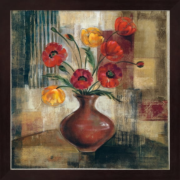 Poppies in a Copper Vase I by Silvia Vassileva, Framed Wall Art, 13.25W x 13.25H
