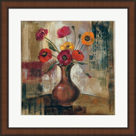 Poppies in a Copper Vase II by Silvia Vassileva, Framed Wall Art, 19.75W x 19.75H