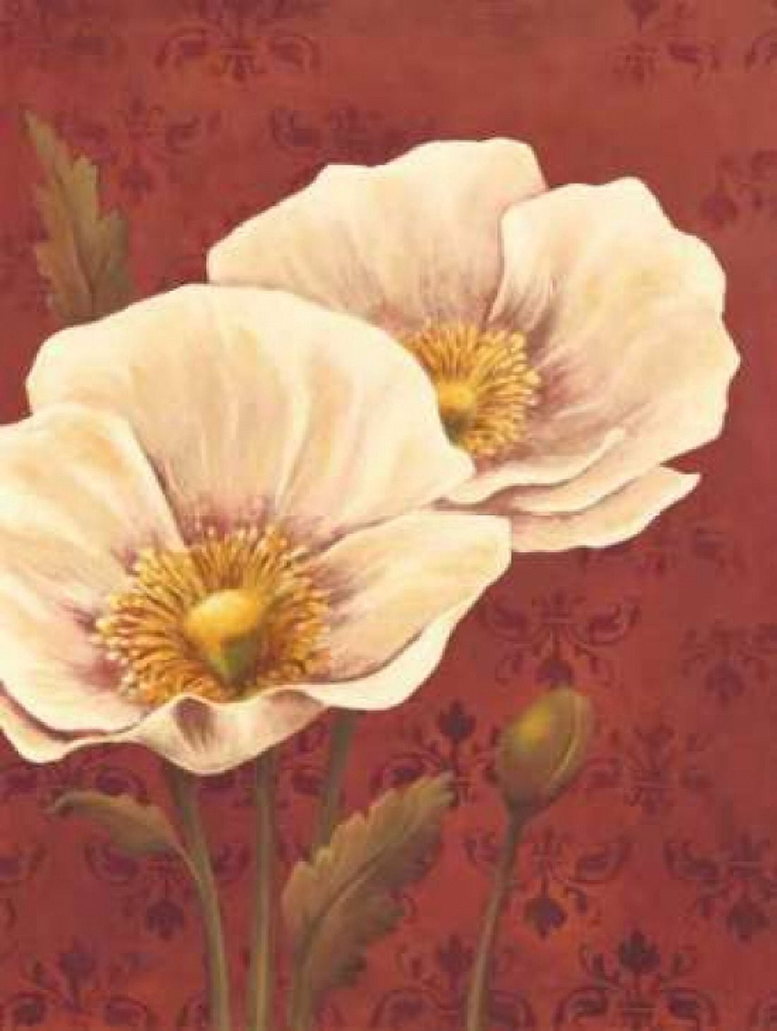 Poppies on Red Canvas Art - Ella Belamar (18 x 24)