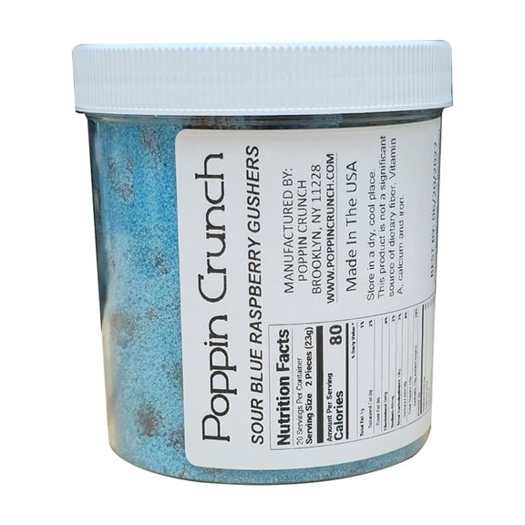 Poppin Crunch Intense Blue Raspberry Gushers Candy Snacks 1 - 2 LBS - Choice of Sweet or Sour Bonbon Candies Corn Sugar