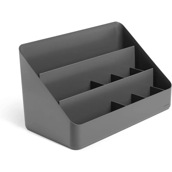 Poppin Desk Organizer with 3 Tiers, Sliding & Removable Dividers, Charging Station - All-in-One Workspace Organizer for Office Supplies, Desktop Organizer