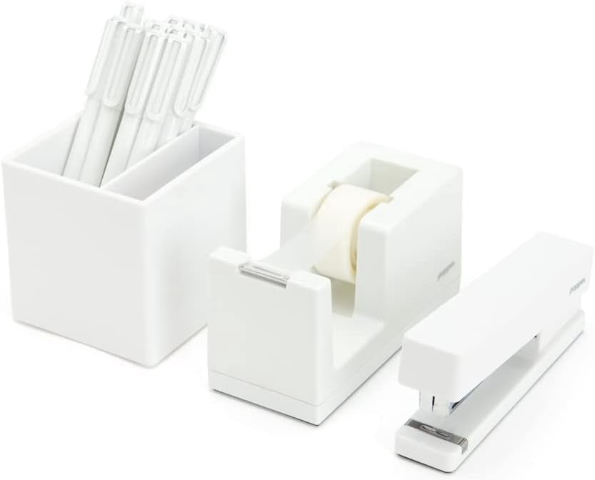 White Office Supplies, Shellvcase White Desk Accessories, Stapler And Tape Dispenser Set For Women With Stapler, Tape Dispenser, Staple Remover - View #8