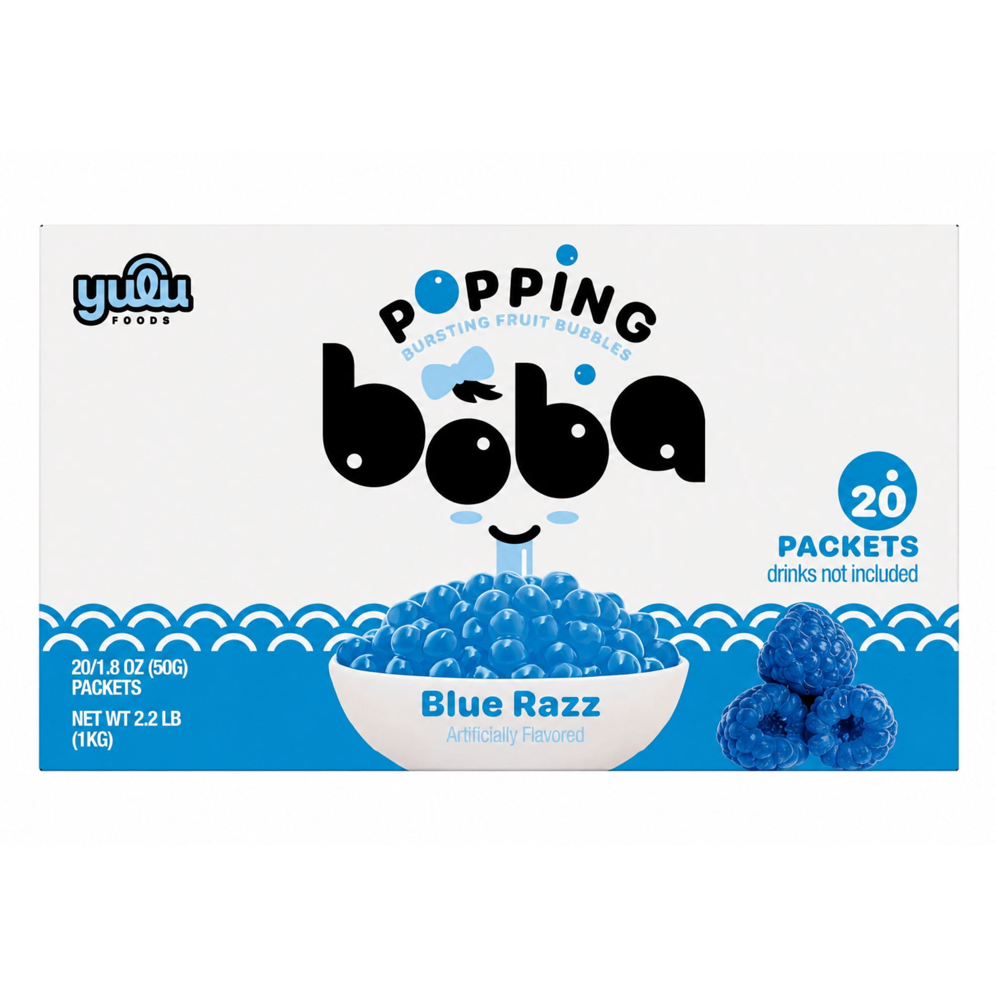 Yulu Popping Boba Blue Raspberry Milk Tea Kit - 20 Pack
