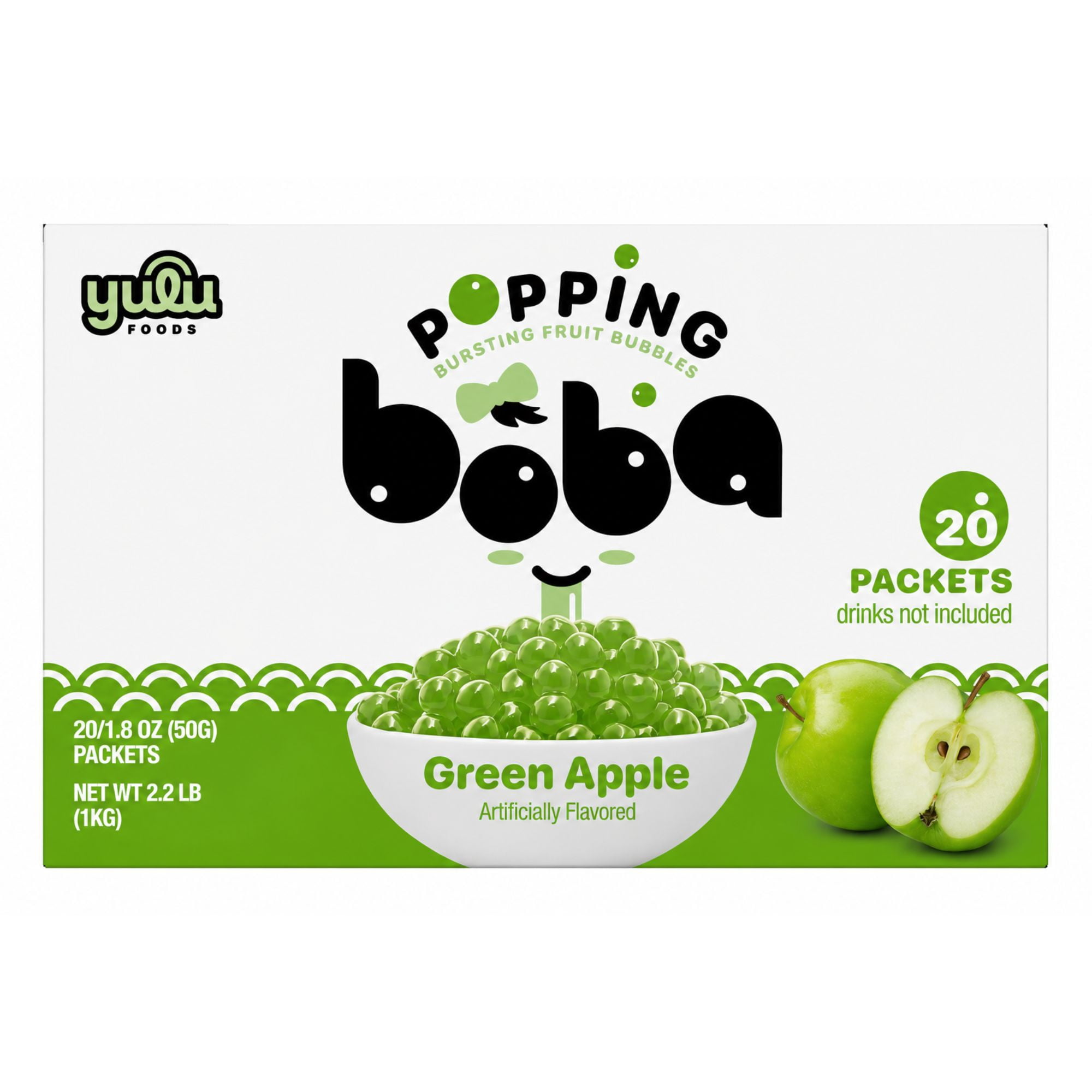 Yulu Foods - Popping Boba - Green Apple  20 Pack - Net Wt 2.2 lb (1KG)