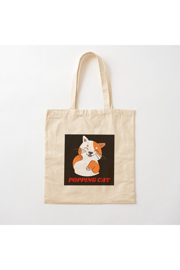 Popping Cat Canvas Tote Bags, Reusable Shopping Bag