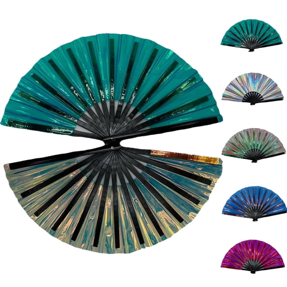 Popping Fan,Ride Trail Hand Pop Fans, Clacking Fans for Line Dancin, Folding Hand Fan for Boot On Ground/Party/Dancing, Foldable Holding Laser Colors Fan (A)