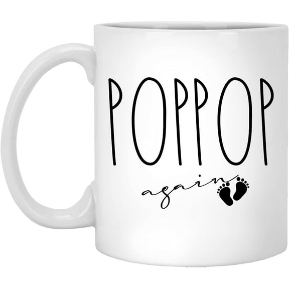 Poppop Again Mug, Poppop Again Pregnancy Announcement, Poppop Reveal, Poppop To Be Gift, Baby Announcement Poppop Again, Rae Dunn Style Mug 11oz