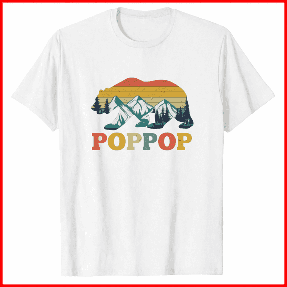 Poppop Bear Graphic Tee Funny Father Day Papa Bear Family Theme Shirt,for unisex up to 5XL