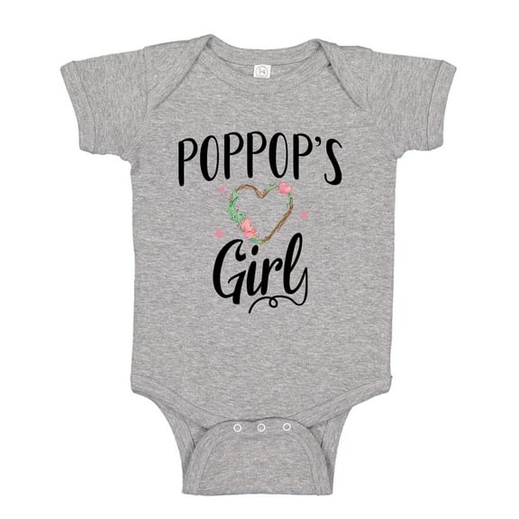 Poppop's Girl Baby Bodysuit One Piece NB Athletic Heather