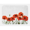 thumbnail image 1 of Poppy Bath Mat, Efflorescing Meadow in the Backwoods Vibrant Blossoms Buds Bouquet, Non-Slip Plush Mat Bathroom Kitchen Laundry Room Decor, 29.5 X 17.5 Inches, Vermilion Olive Green Black, Ambesonne, 1 of 2