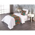 thumbnail image 1 of Poppy Bed Runner Set, Retro Meadow Blossom of Flowers Romantic Botanical Design Pattern, Decorative Bedding Scarf & a Pillow Sham for Hotels Homes, Twin, Teal Burnt Orange and Green, by Ambesonne, 1 of 3