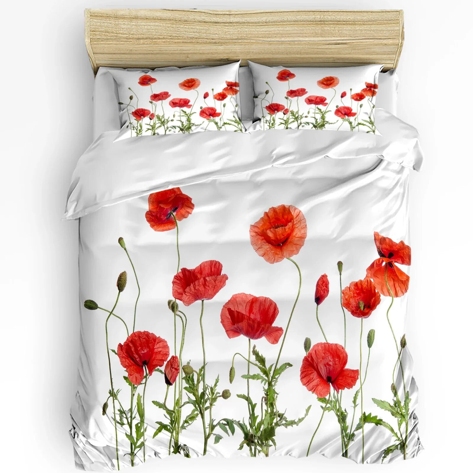 Poppy Bedding Set For Bedroom Bed Home Natural Flower Bouquet Wedding ...