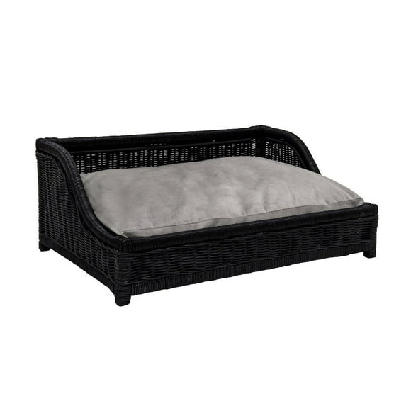 TOV Furniture Poppy Black Rattan Small Pet Bed