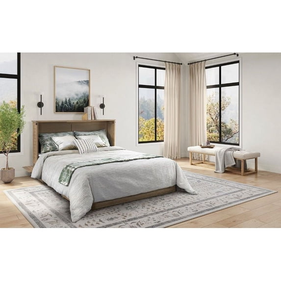 Poppy Cabinet Murphy Bed with Gel Memory Foam Mattress and USB Ports, Queen