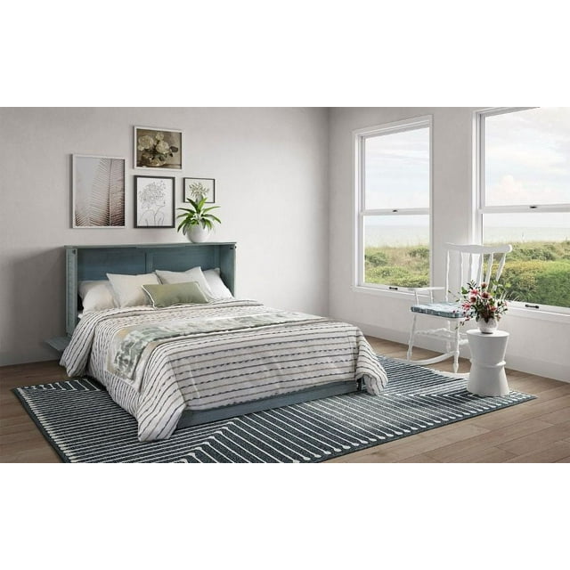 Poppy Cabinet Murphy Bed with Gel Memory Foam Mattress and USB Ports, Queen