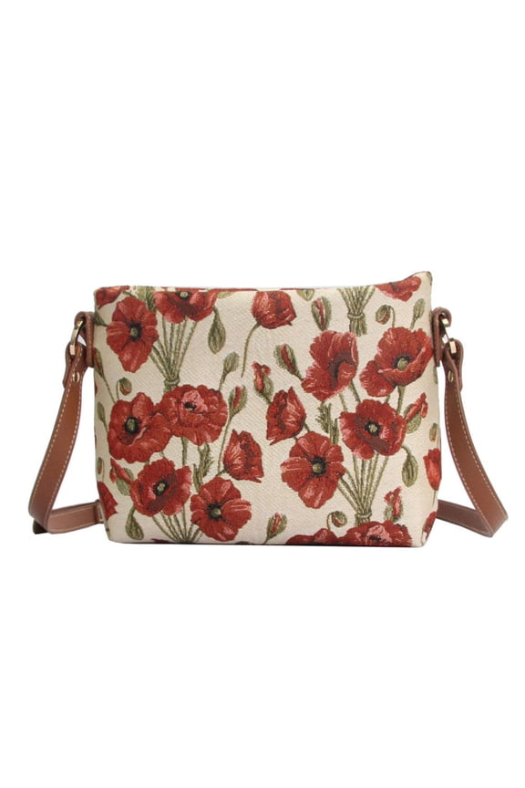 Poppy Red Floral Crossbody Bag