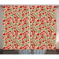 thumbnail image 1 of Ambesonne Poppy Flower Curtains 2 Panel Set, Nature Arrangement, 108" x 90", Green Red Beige, 1 of 3