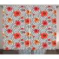 thumbnail image 1 of Poppy Curtains 2 Panels Set, Watercolor Tender Poppy Petals on Black Spiral Blots Background Print, Window Drapes for Living Room Bedroom, 108W X 108L Inches, Vermilion Black and Pink, by Ambesonne, 1 of 3