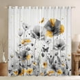 thumbnail image 1 of Poppy Curtains White Flowers 30%-50% Blackout Curtains,Butterfly Decorative 42"Wx90"L 2 Panels Curtains & Drapes,Botancial Floral Window Treatments,Yellow, 1 of 6