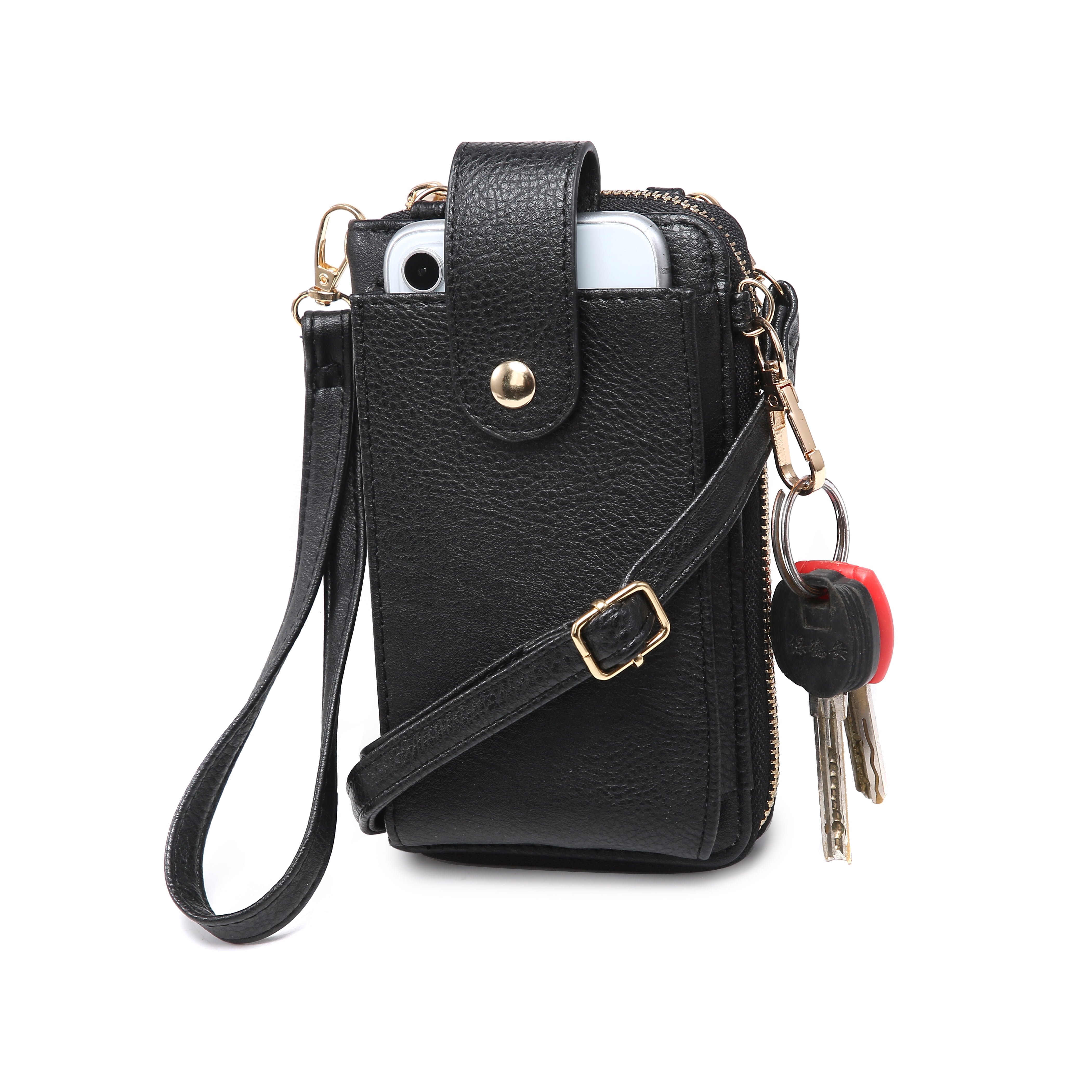 Genuine Leather Black Fanny Pack Waist Bag Phone & Bottle Holder Fits All  Sizes