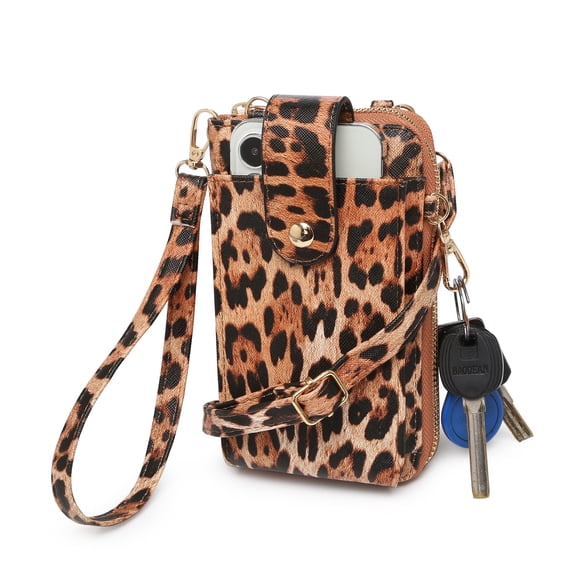 Poppy Faux Leather Womens Crossbody Shoulder Bag Cell Phone Purse Wallet Credit Card Slots Holder Clutch