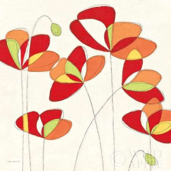 Poppy Field Square II Canvas Art - Sarah Faulkner (24 x 24)