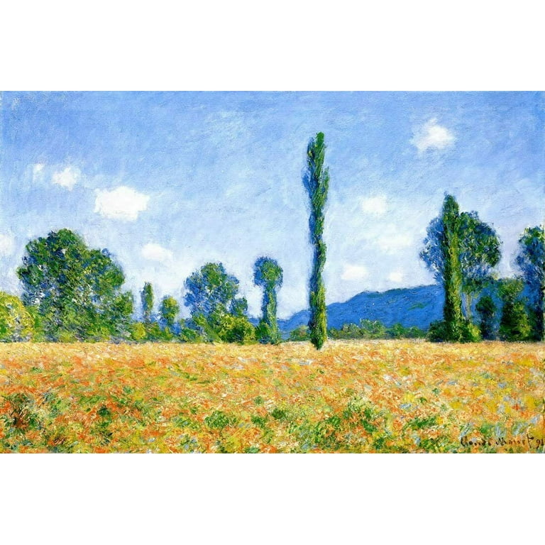 Monet 'Fields outlets in Spring' Canvas Wall Art (18 in x 24 in, Ready to Hang)