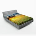 thumbnail image 1 of Poppy Fitted Sheet, Freshening Sky View with Grass and Poppies Against Sunset Horizon Countryside, Soft Decorative Fabric Bedding, Full Size, Red Green Blue, by Ambesonne, 1 of 2