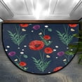 thumbnail image 1 of Poppy Floral Half Round Door Mat, Red Flower Non-Slip Half Circle Area Rug Doormat Absorbent Washable for Indoor Outdoor Kitchen Bedroom Home Decor 24"x36", 1 of 7