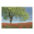 thumbnail image 1 of Poppy Flower Cutting Board, Landscape of Blooming Poppies on Field Majestic Tree Rural Terrain Habitat, Decorative Tempered Glass Cutting and Serving Board, Large Size, Green Red Blue, by Ambesonne, 1 of 1