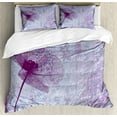thumbnail image 1 of Poppy Flower Duvet Cover Set, Poppy Art with Poetry Pattern Romance Theme Floral Vintage Style Graphic, Decorative 3 Piece Bedding Set with 2 Pillow Shams, Queen Size, Lilac, by Ambesonne, 1 of 3