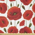 thumbnail image 1 of Poppy Flower Fabric by The Yard, Springs Ladybugs Animals and Plants Flora Fauna Nature, Stretch Knit Fabric for Clothing Sewing and Arts Crafts, 3 Yards, Olive Green, by Ambesonne, 1 of 1