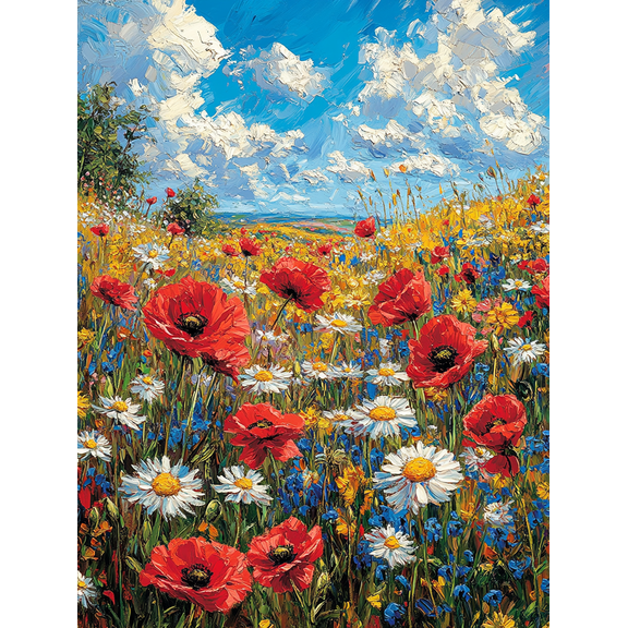 Poppy Flower Field Canvas Print/Wall Art Suitable for Living Room Bedroom Office Dining Room and Hallway Decoration.