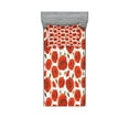 thumbnail image 1 of Poppy Flower Fitted Sheet & Pillow Sham Set, Springs Ladybugs Animals and Plants Flora Fauna Nature, Decorative Printed 4 Piece Bedding Decor Set, Twinxl, Orange Olive Green White, by Ambesonne, 1 of 3