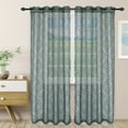 thumbnail image 1 of Poppy Flower Sheer Elm Green Grommet 52x108 Curtain Panel Set by Blue Nile Mills, 1 of 4