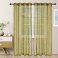 thumbnail image 1 of Poppy Flower Sheer Leaf Green Grommet 52x63 Curtain Panel Set by Blue Nile Mills, 1 of 4