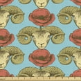 thumbnail image 1 of Poppy Flower Sofa Upholstery Fabric by the Yard, Vintage Romantic Pattern with Sketch Ram and Poppys Print, Decorative Fabric for DIY & Home Accents, 1 Yard, Burnt Sienna Turquoise by Ambesonne, 1 of 4