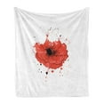 thumbnail image 1 of Poppy Flower Soft Flannel Fleece Blanket, Head of a Herbaceous Plant Opiate with Messy Color Splashes Drawing Style, Cozy Plush for Indoor and Outdoor Use, 60" x 80", Red White Black, by Ambesonne, 1 of 5