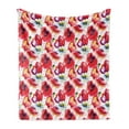 thumbnail image 1 of Poppy Flower Soft Flannel Fleece Throw Blanket, Colorful Combined Mixed Poppy Petals Pattern Spring Garden Theme Paint Effect, Cozy Plush for Indoor and Outdoor Use, 70" x 90", Blue Red, by Ambesonne, 1 of 6