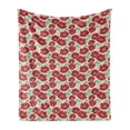 thumbnail image 1 of Poppy Flower Soft Flannel Fleece Throw Blanket, Spring Garden Pattern with Red Blossoms Capsules and Little Dots, Cozy Plush for Indoor and Outdoor Use, 60" x 80", Mint Green Beige, by Ambesonne, 1 of 5