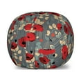 thumbnail image 1 of Poppy Flower Storage Toy Bag Chair, Abstraction of a Growing Floral Garden Leaves Botanical Modern Nature, Stuffed Animal Organizer Washable Bag, Large Size, Grey Red Beige, by Ambesonne, 1 of 3