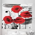 thumbnail image 1 of Poppy Flower Tapestry, Composition of Blossomings with Grunge Brush Background, Fabric Wall Hanging Decor for Bedroom Living Room Dorm, 5 Sizes, Vermilion Grey, by Ambesonne, 1 of 1