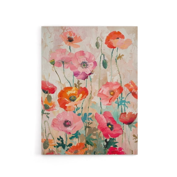 Poppy Flowers Floral Canvas Wall Art Print 24X32"