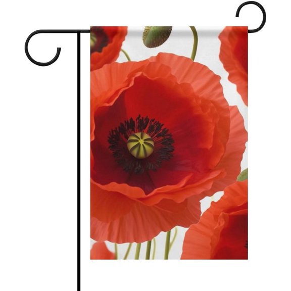 Poppy Flowers Garden Flag 12 X 18 Inch Double Sided Personalized Golf Garden Flag Small Yard Flags Decorations Banner for Outside All Seasons